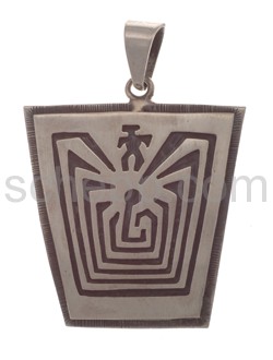 Anhnger Indianerschmuck, Man in the Maze (Hopi-Style), eckig