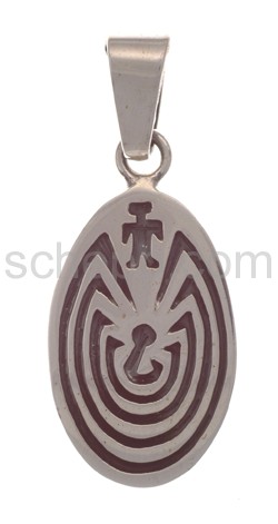 Anhnger Indianerschmuck, Man in the Maze (Hopi-Style), oval