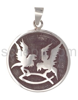 Pendant Indian jewellery, ravens/birds, round