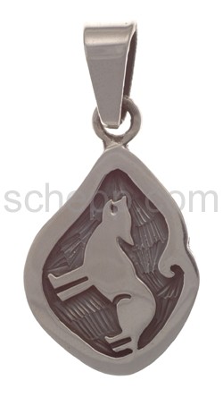 Pendant Indian jewellery, howling wolf (Hopi style)