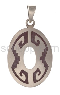 Pendant Indian jewellery, abstract ornament (Hopi style), oval