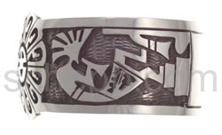 Armspange mit Sonne, Kokopelli und Lebensbaum (Hopi-Style), brei