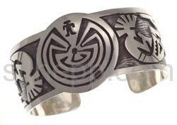 Bangle, Man in the Maze and Kokopellis (Hopi style), wide