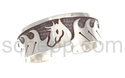 Armspange, Pferd/Mustang mit Wellen (Hopi-Style)