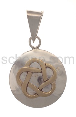 Pendant Celtic, with knot design, brass on silver