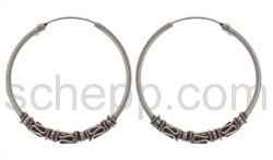 Bali hoop earrings,  3.4 cm, round