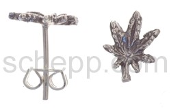 Ear studs hemp leaf