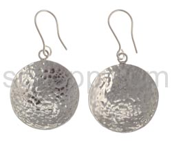 Drop earring with structured surface, round, concave