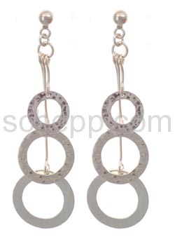 Drop earring/Ear stud, large silver rings
