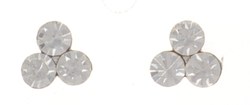Ear stud with 3 white rhinestones