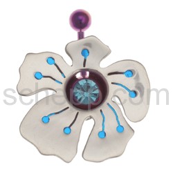 Navel shield bloom, with blue inlay