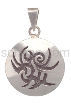 Tattoo pendant, Tribal Design, round