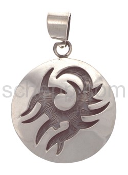 Tattoo pendant, Tribal Design, round