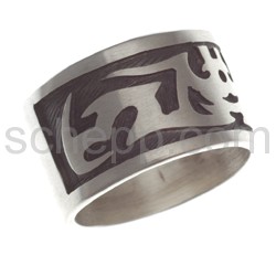 Tattoo-Ring, Tribal Design, breit