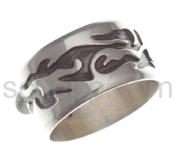 Tattoo-Ring, Tribal Design, breit