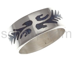 Tattoo-Ring, Tribal Design, rote und trkisfarbene Fllung