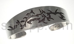 Wide Tattoo bangle, Tribal design