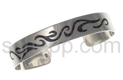 Tattoo bangle, Tribal design, blue inlay