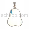 Pendant, blue agate, pear-shaped