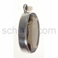 Pendant, facet cut smoky quartz, oval